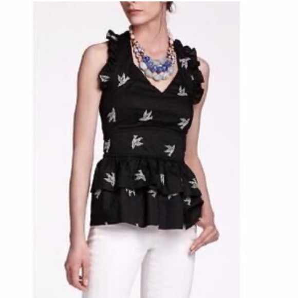 Anthropologie | Girls From Savoy Sparrow Embroidered Halter Top Blouse Size 6 - Picture 5 of 10